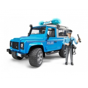 Игрушка Bruder Джип  Полиция  Land Rover Defender синий, свет и звук, + фигурка полицейского, М1:16, 02597