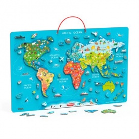 Пазл магнітний Viga Toys Карта світу з маркерною дошкою, англійською, 44508