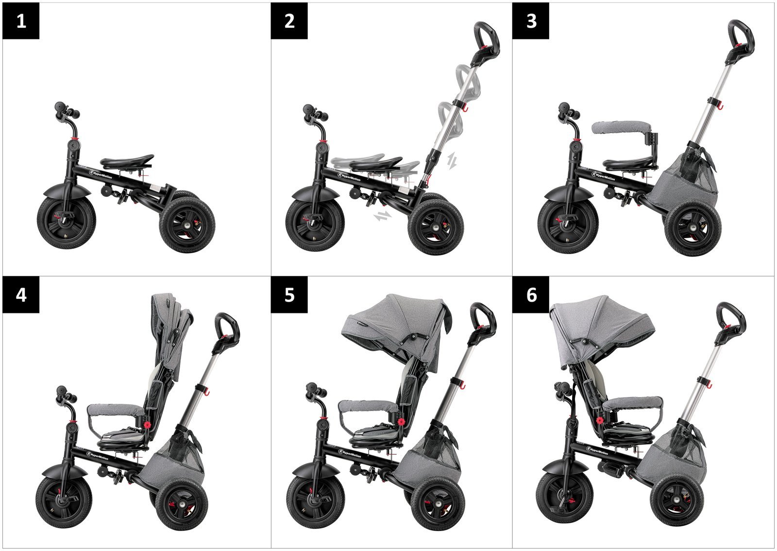 3-колесный велосипед HyperMotion Tobi  Velar с родительской ручкой