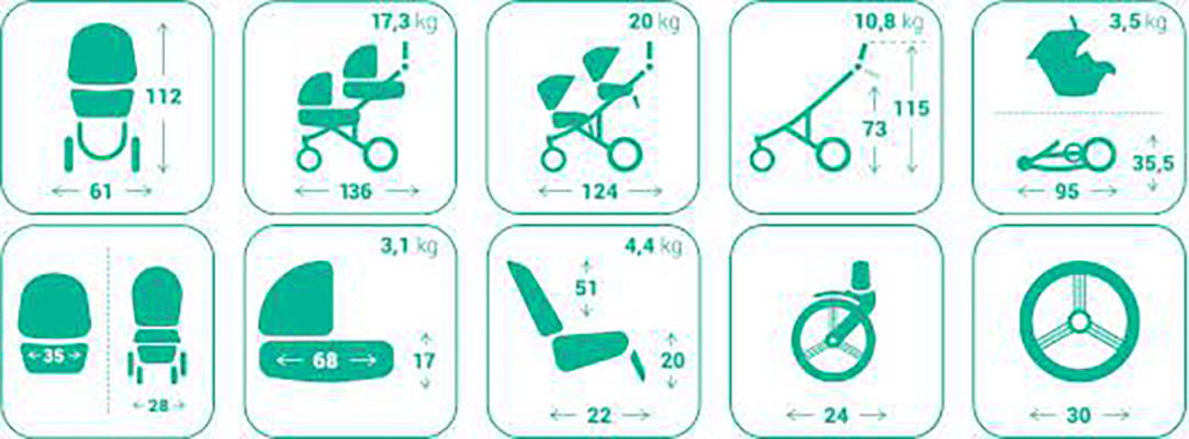 Универсальная коляска для двойни 2 в 1 Bebetto B 42 PRO