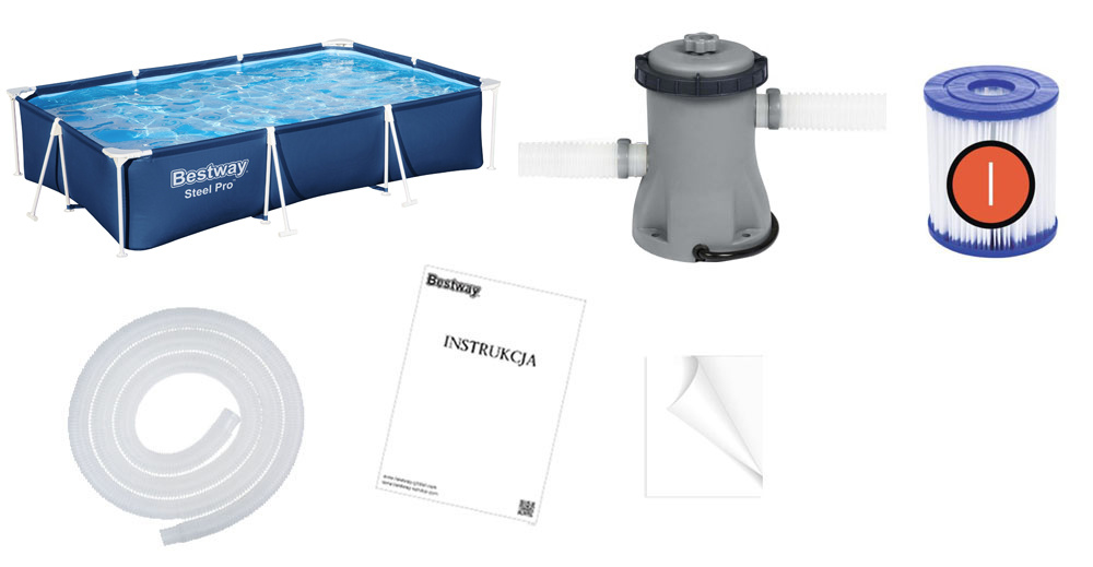 Бассейн каркасный прямоугольный 8 в 1 Bestway 300x201x66 см 3300 л, 56411
