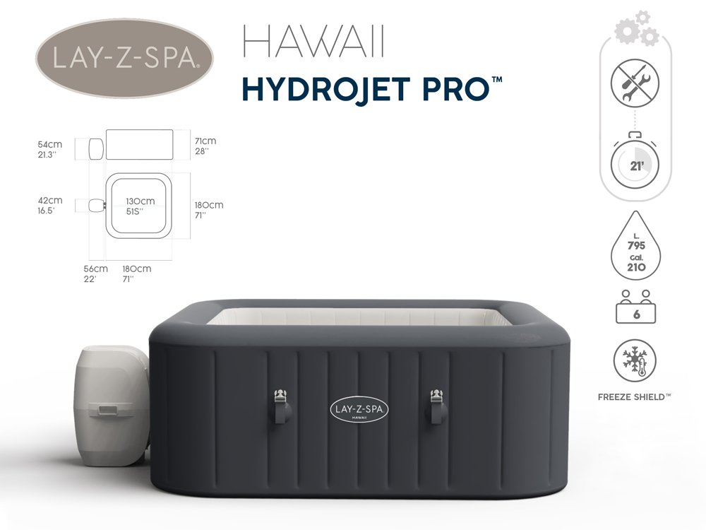 Надувное джакузи Bestway Lay-Z-Spa Hawaii 180х71 см 795 л, 60031