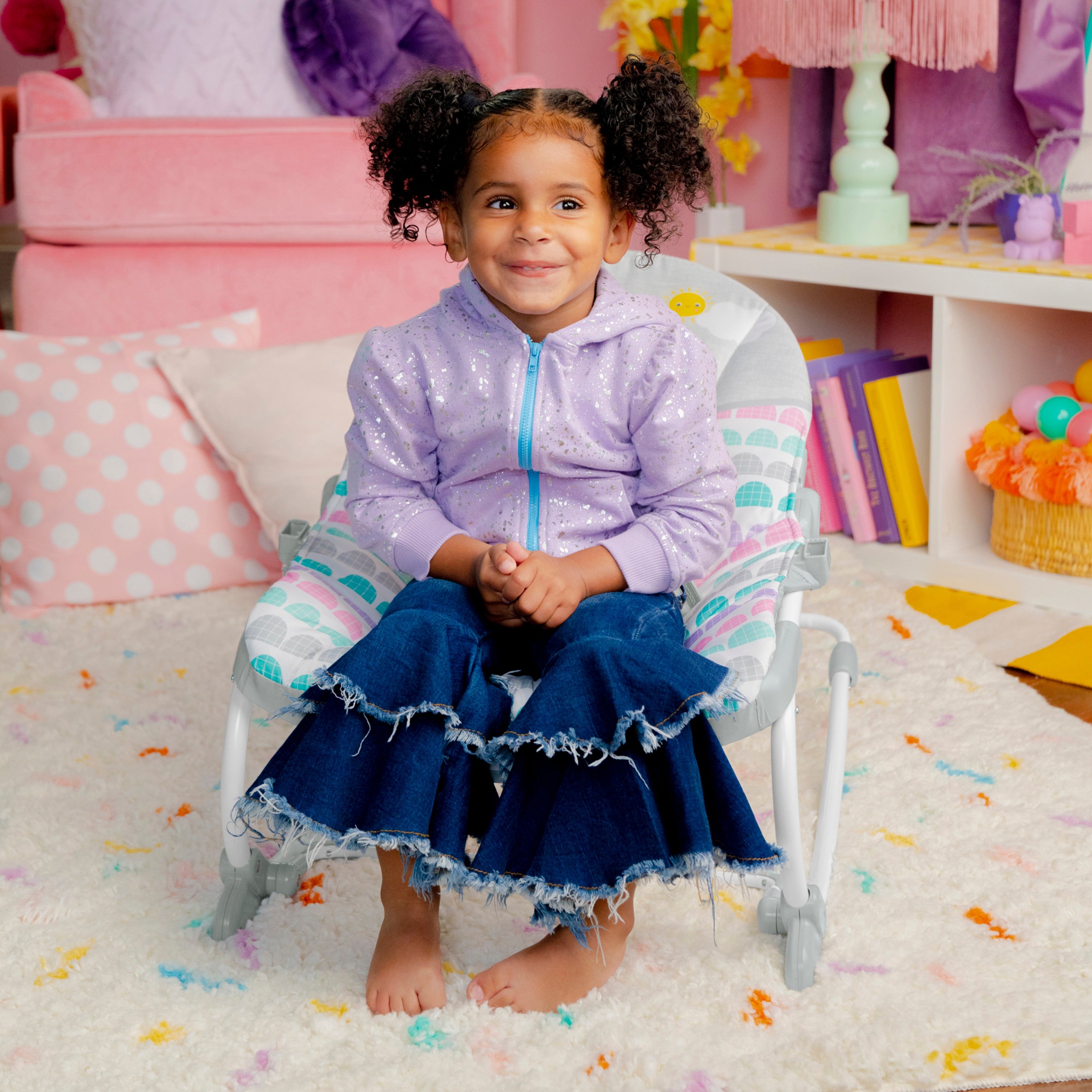 Шезлонг-качалка Bright Starts Rosy Rainbow, 74451130302