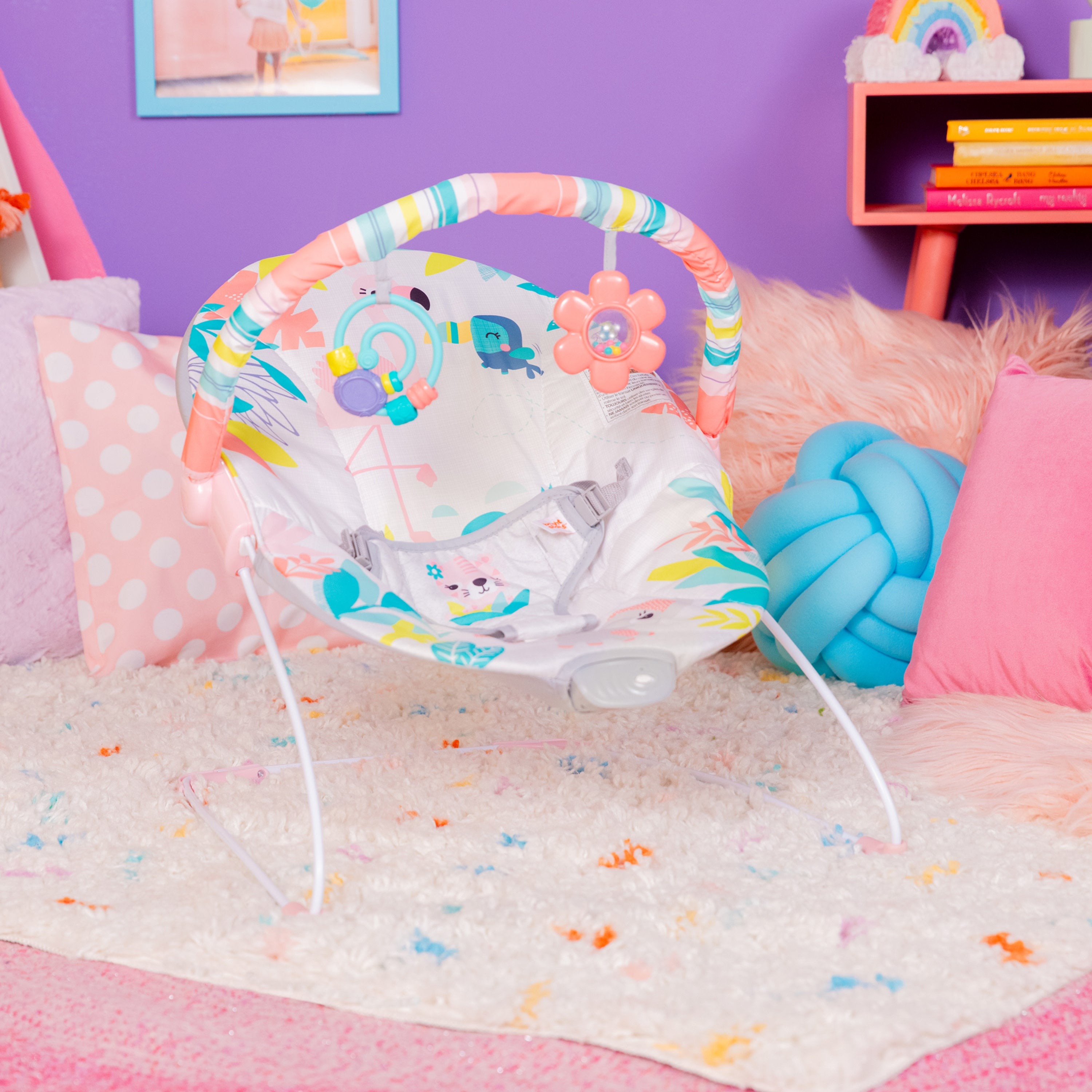 Шезлонг-качалка Bright Starts Flamingo Vibes, 74451122284