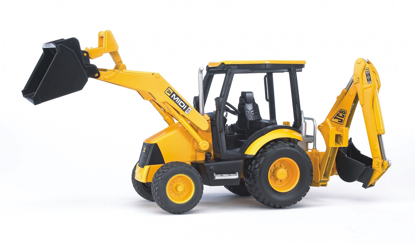Машинка BRUDER Дорожный погрузчик с экскаватором JCB MIDI CX, М1:16, 02427