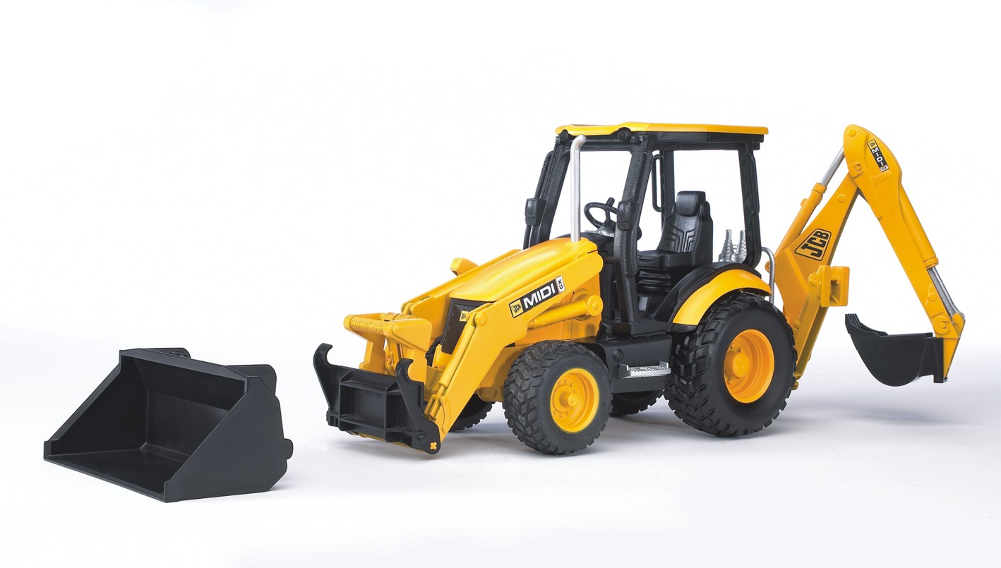 Машинка BRUDER Дорожный погрузчик с экскаватором JCB MIDI CX, М1:16, 02427