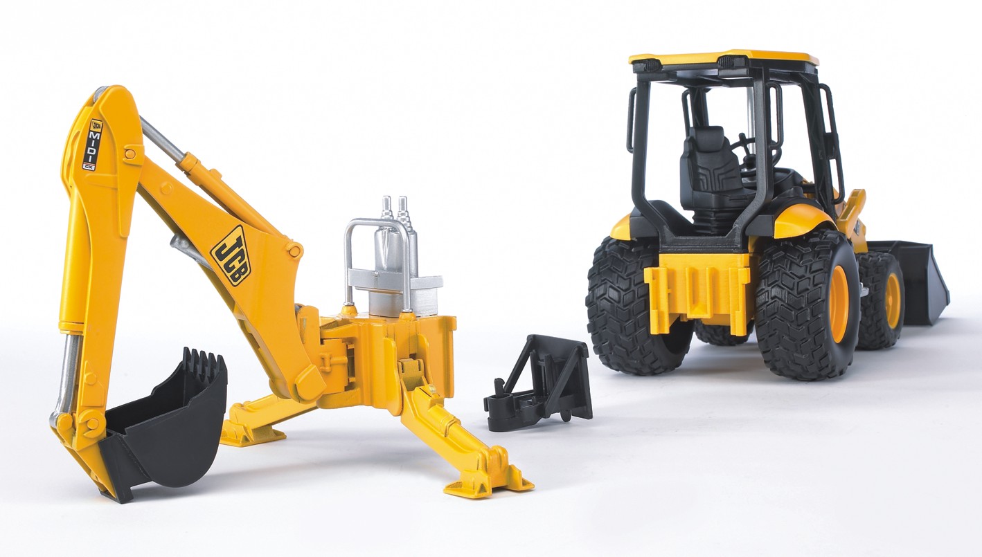 Машинка BRUDER Дорожный погрузчик с экскаватором JCB MIDI CX, М1:16, 02427