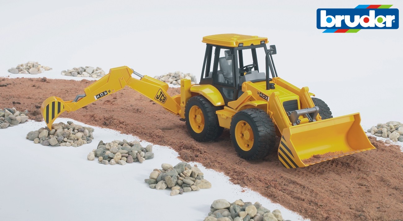 Машинка BRUDER Дорожный погрузчик с экскаватором JCB 4CX, М1:16, 02428