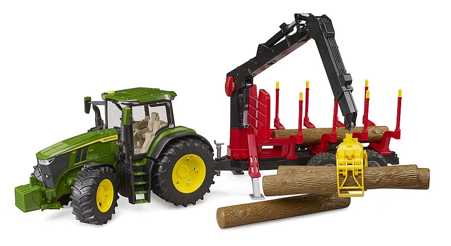 Транспорт BRUDER  Трактор John Deere с прицепом и манипулятором 1:16, 03154