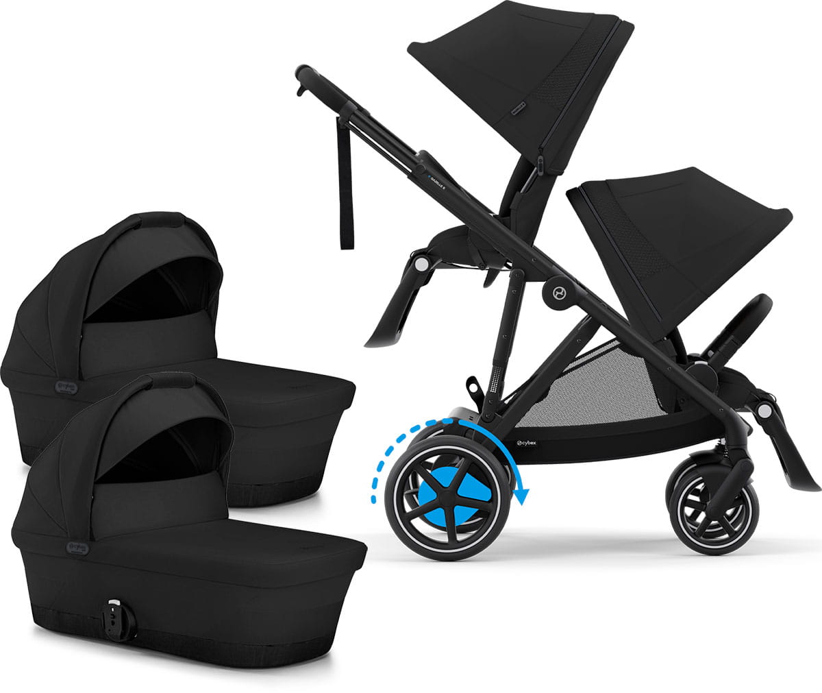 Универсальная коляска для двойни 2 в 1 Cybex e-Gazelle S