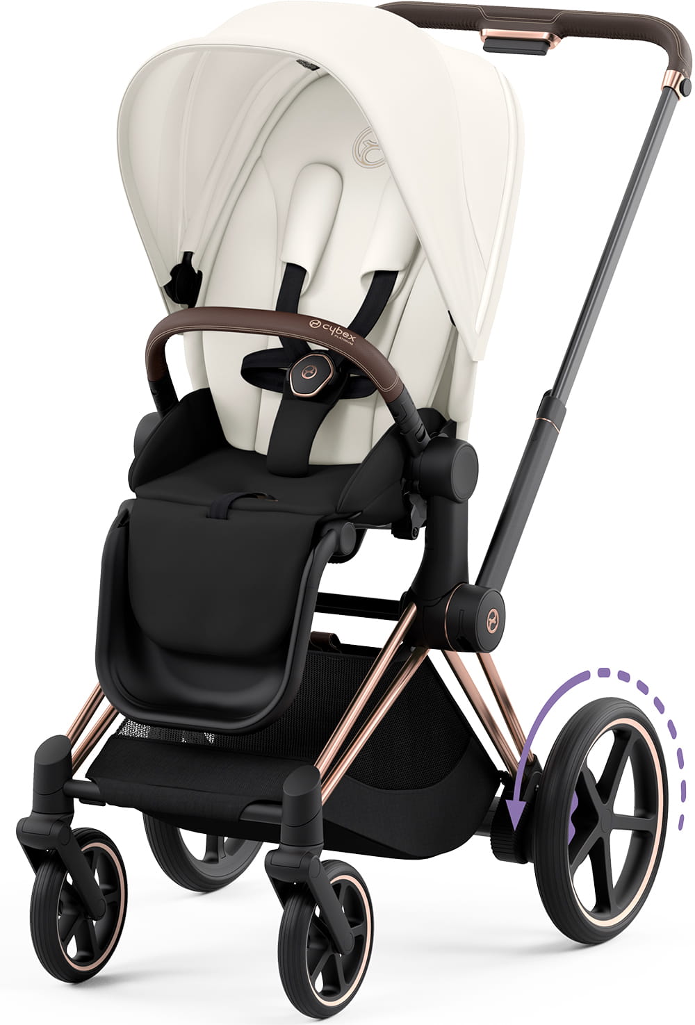 Универсальная коляска 2 в 1 Cybex e-Priam 4.0 на шасси Rosegold