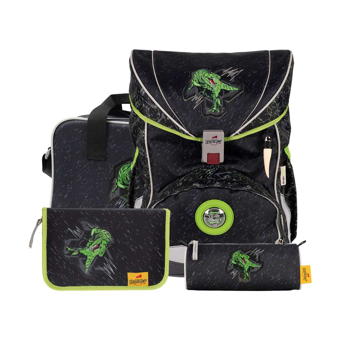 DerDieDas Ergoflex Ранец школьный Зеленый динозавр, 8405093