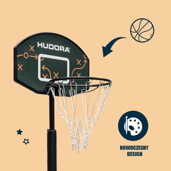 Баскетбольная стойка со щитом и сеткой Hudora Playoff 205 (71756)