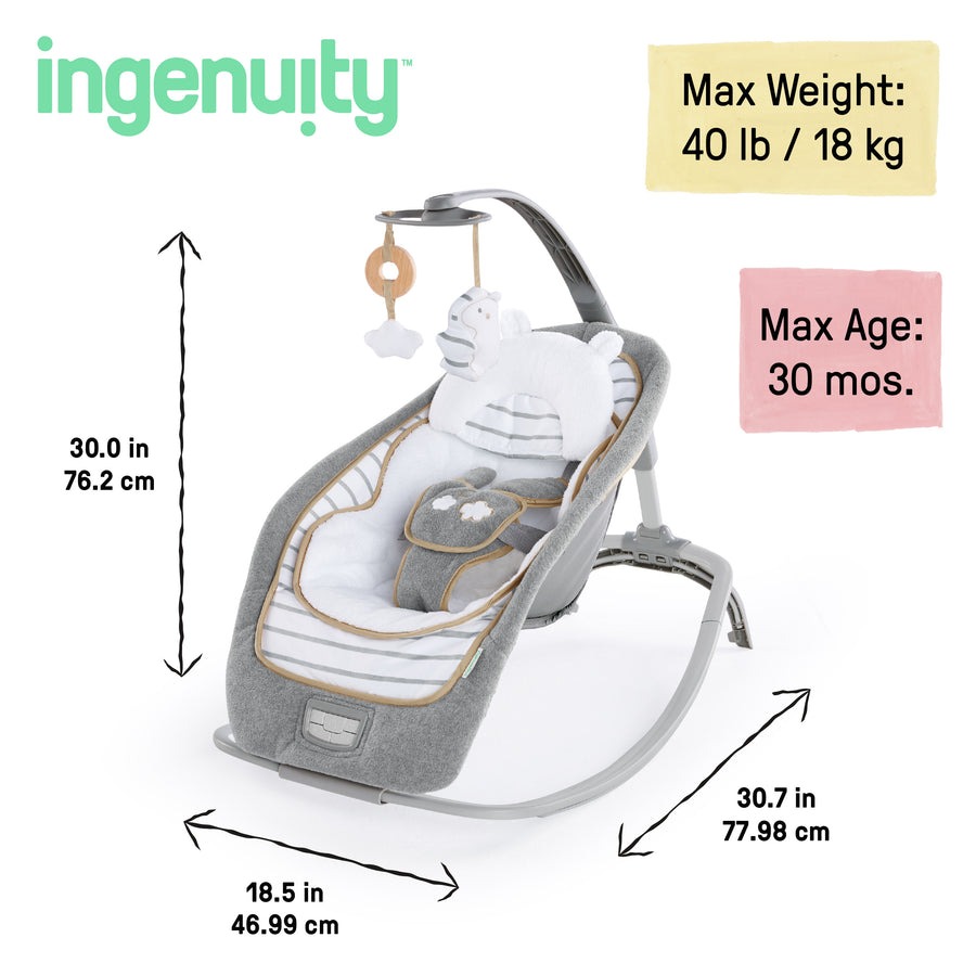 Детский шезлонг-качалка 2 в 1 Ingenuity Boutique, 74451109865