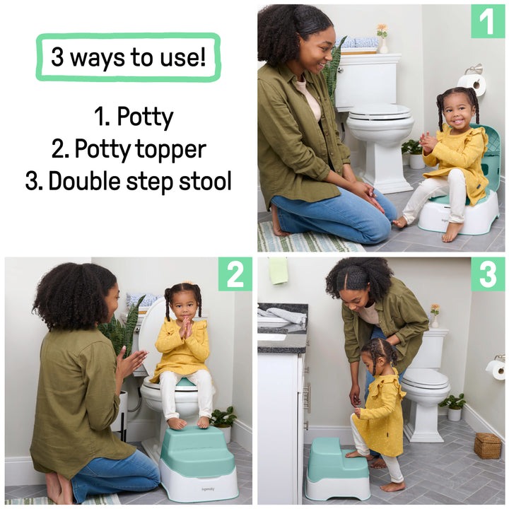 Детский горшок 3 в 1 Ingenuity Prepare to Potty, White-Green, 12914171431