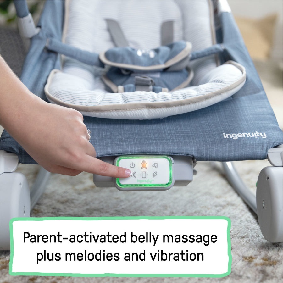 Детский шезлонг-качалка с массажем Ingenuity Happy Belly Rock-to-Bounce