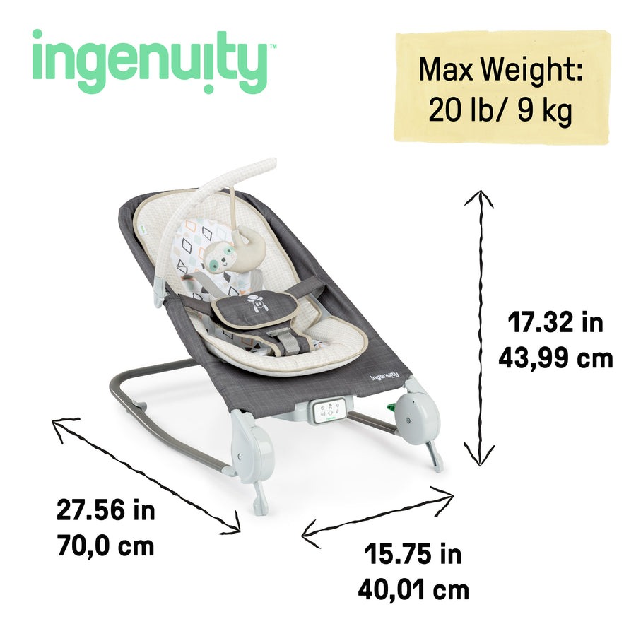 Детский шезлонг-качалка с массажем Ingenuity Happy Belly Rock-to-Bounce