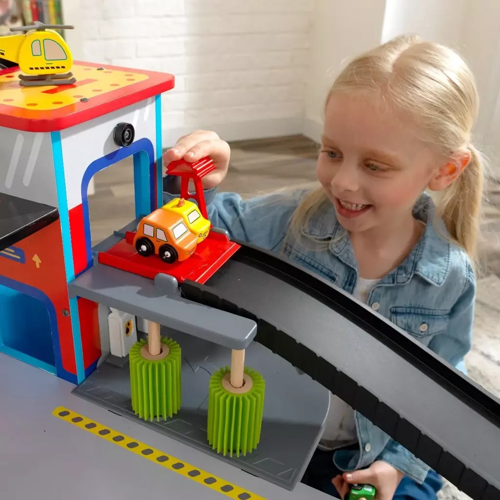 Игровой набор KidKraft гоночный трек Freeway Frenzy, совместимый с LEGO, KK18033