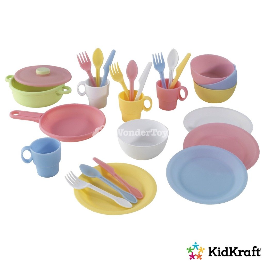 Игровой набор KidKraft посуда и столовые приборы пастельные, 63027