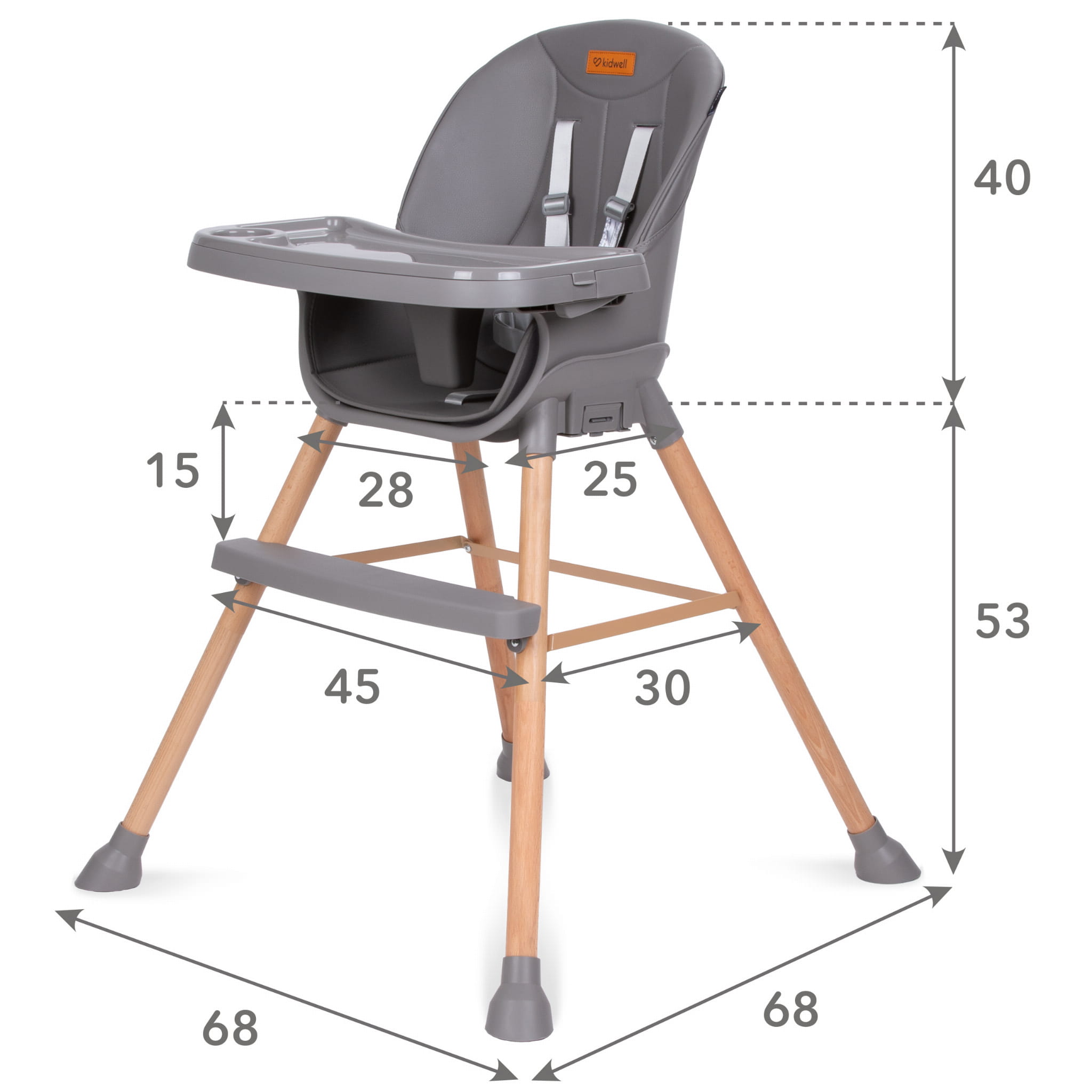 Стульчик для кормления 4 в 1 Kidwell Eatan Wood
