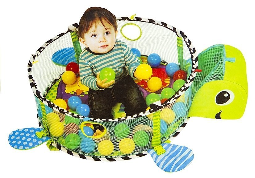 Развивающий игровой коврик LeanToys 3 в 1 с шариками Черепаха, 1605 (5904204759830)