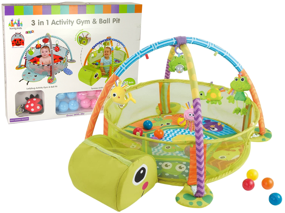 Развивающий игровой коврик-бассейн LeanToys с шариками Черепаха, 10005 (5904204758628)