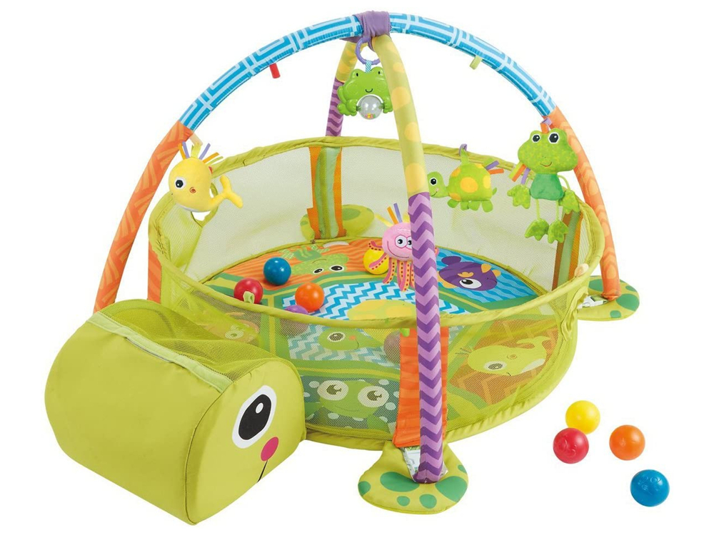 Развивающий игровой коврик-бассейн LeanToys с шариками Черепаха, 10005 (5904204758628)