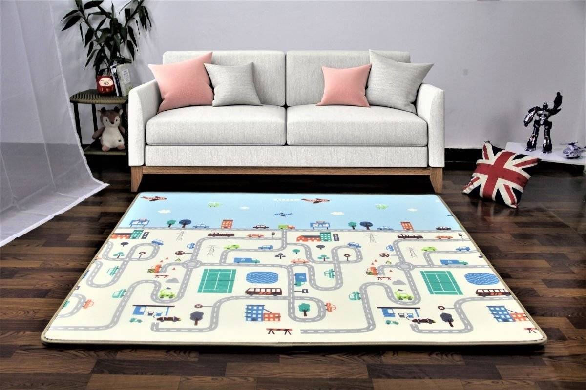 Двухсторонний игровой коврик Mamabrum XXL Лес, медведь/Дорога MATA RULON R05