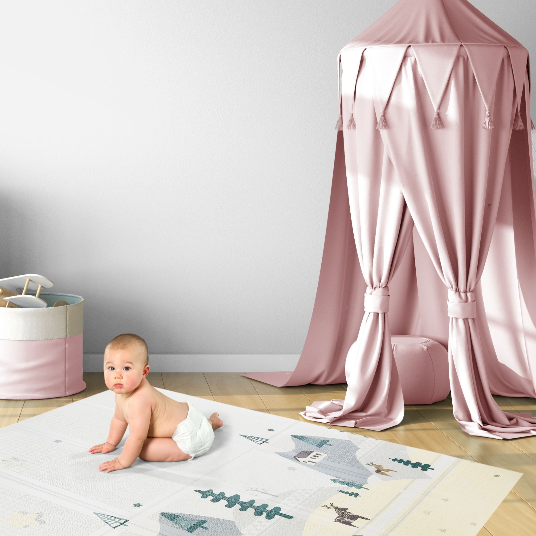 Складной двухсторонний игровой коврик Mamabrum XXL Горы/Дорога MATA SKLADANA R03