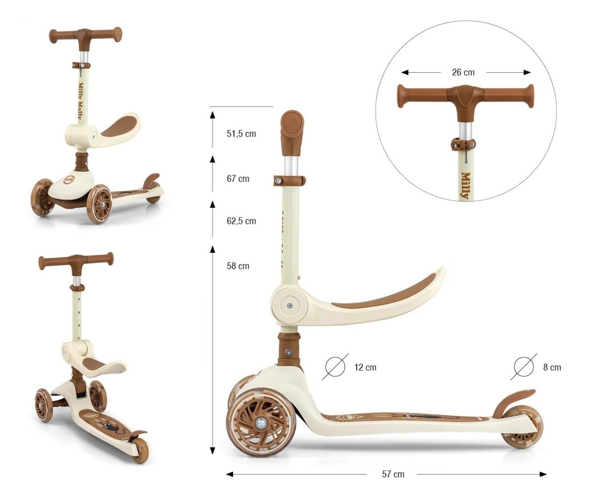 3-колесный самокат Milly Mally Scooter Fuzzy с сиденьем