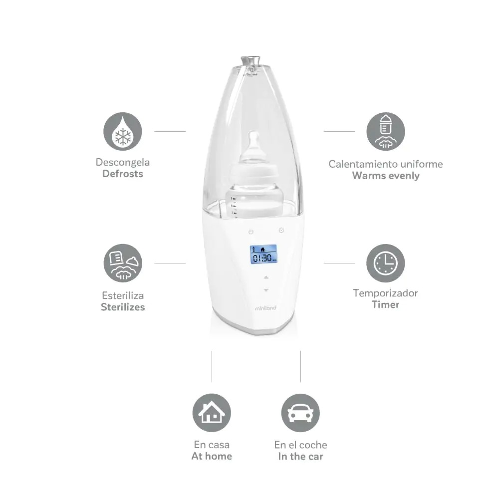 Подогреватель для бутылочек Miniland с дисплеем для дома и авто, ML89150