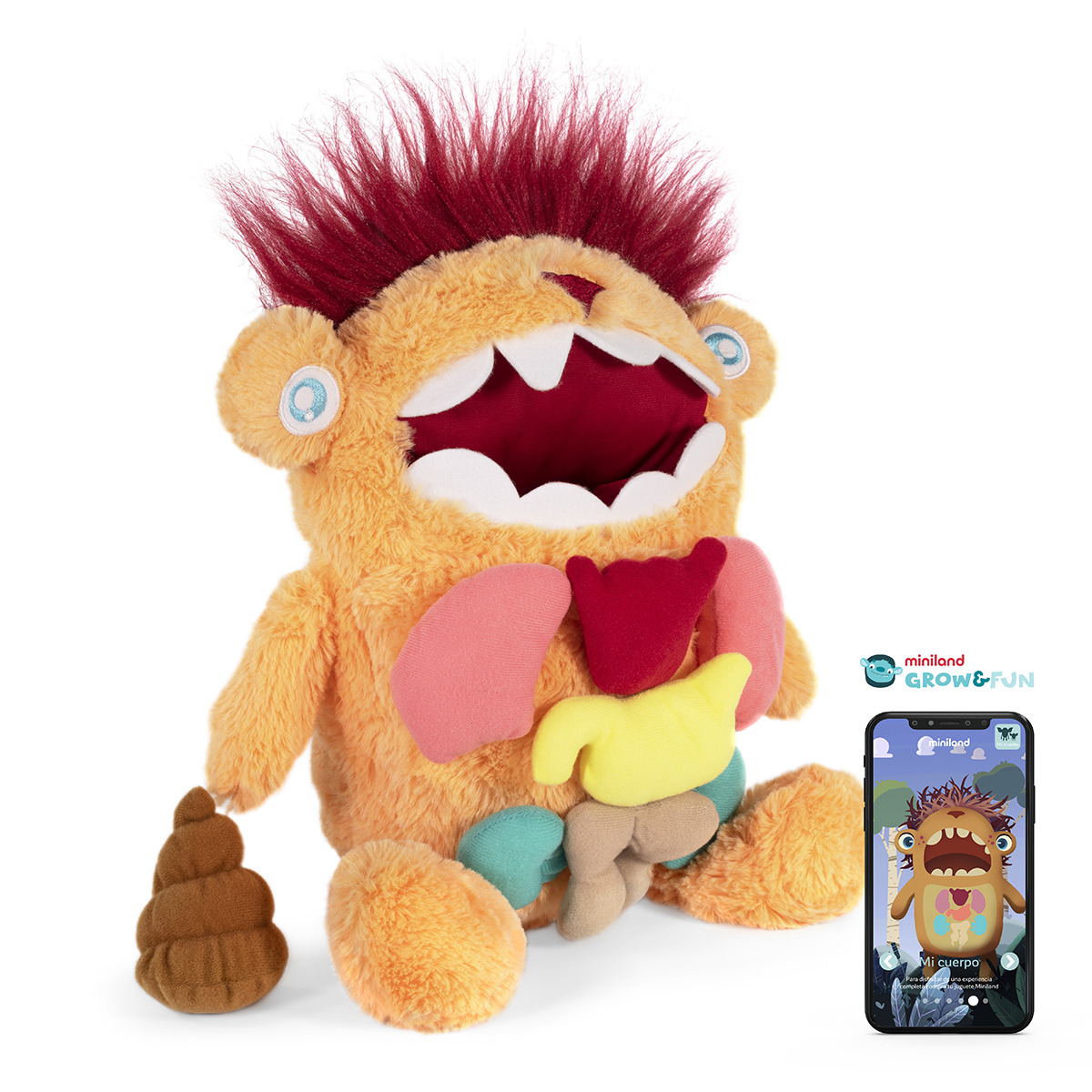 Мягкая развивающая игрушка-талисман Miniland Education Монстр с внутренними органами, MLZ75012