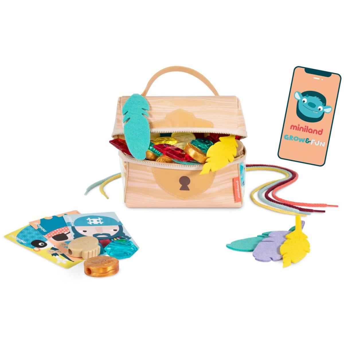 Игра-шнуровка Miniland Education Сундук с сокровищами (Necklace treasure), MLZ75010