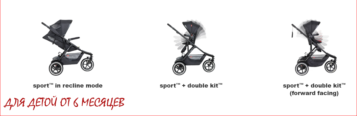 Беговая коляска для погодок и двойни Phil&teds Sport + вкладка