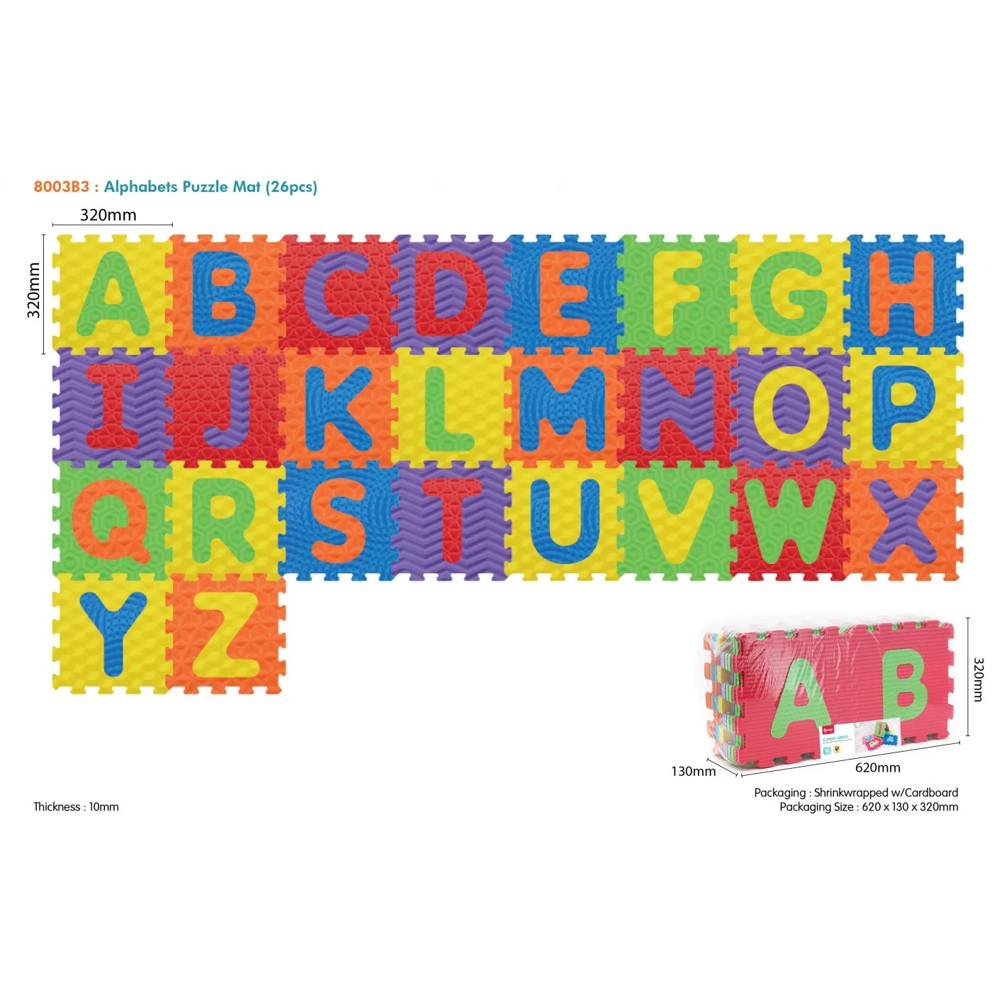Развивающий игровой коврик-пазл Ramiz EVA Puzzle буквы 26 шт., ZDN.8003B3 (5903864958546)