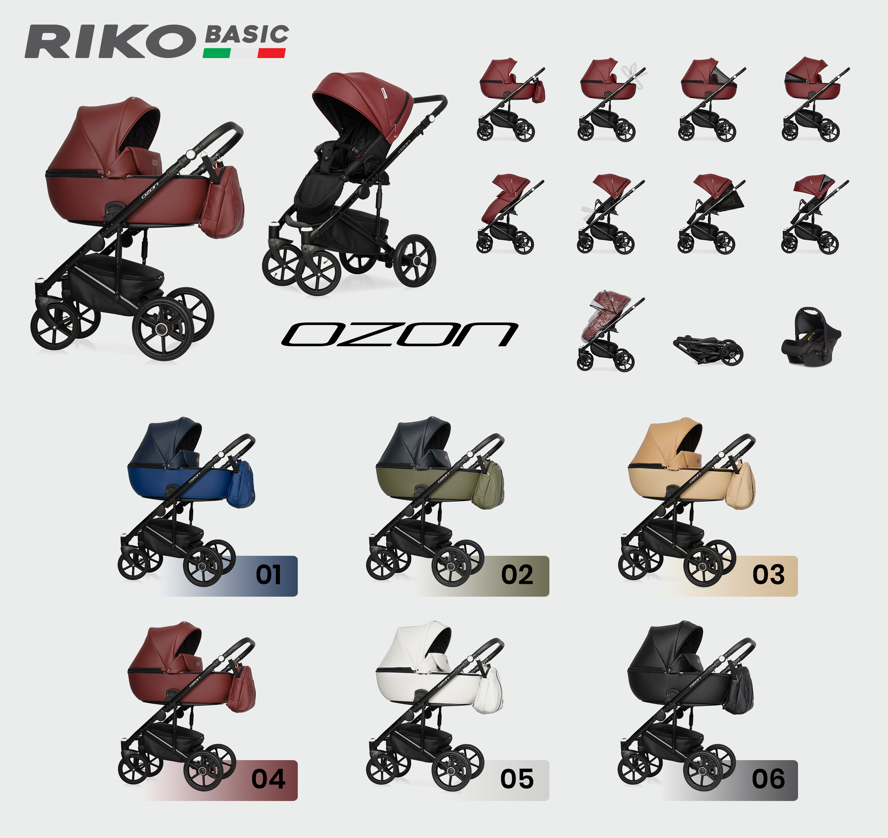 Универсальная коляска 2 в 1 Riko OZON