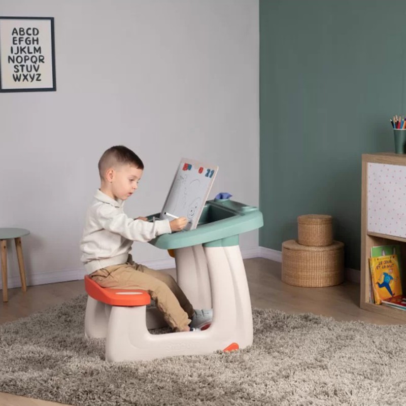 Стол с доской для рисования Smoby + 80 аксессуаров, 420107