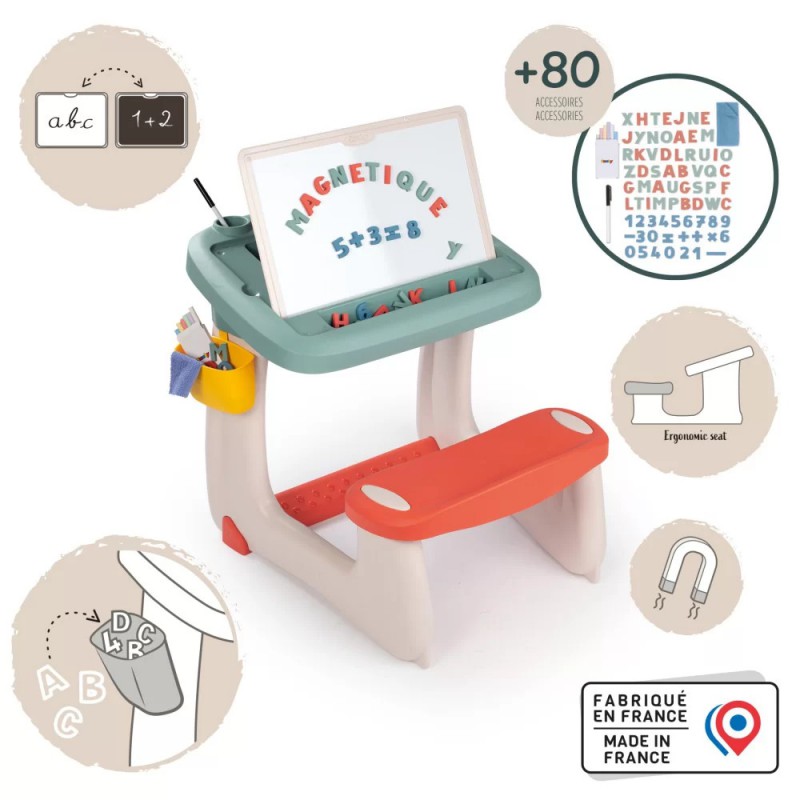 Стол с доской для рисования Smoby + 80 аксессуаров, 420107