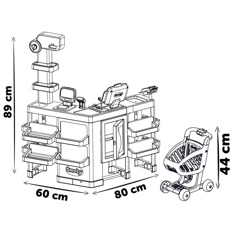 Электронный супермаркет Smoby Maximarket со сканером, весами и холодильником, 350242