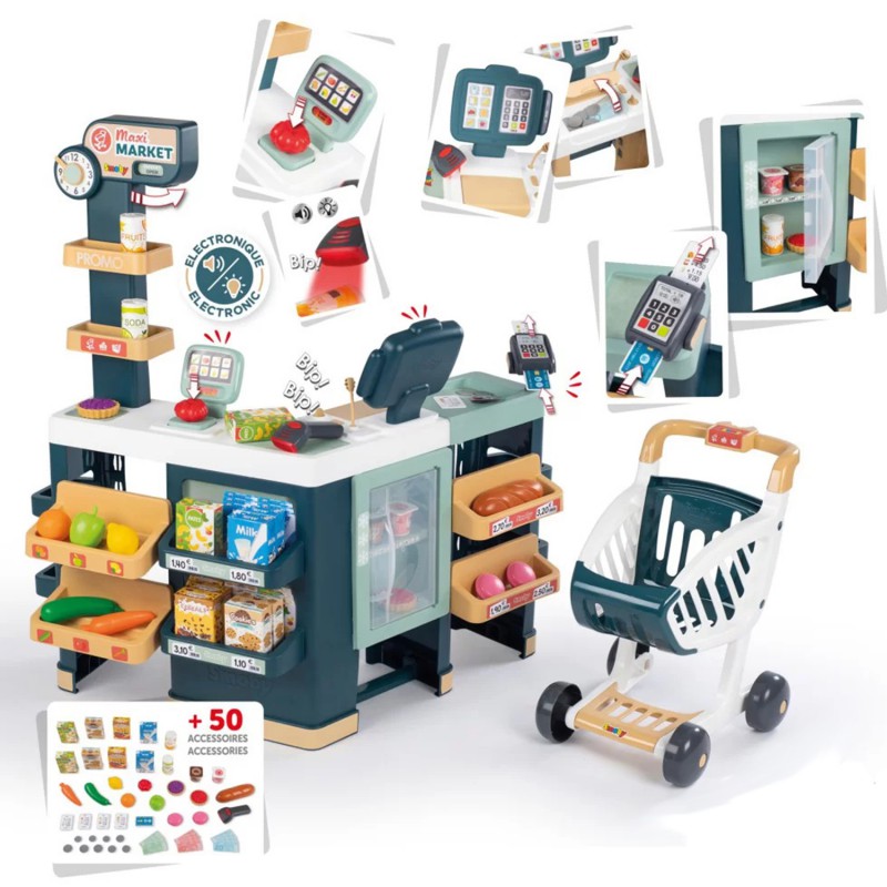 Электронный супермаркет Smoby Maximarket со сканером, весами и холодильником, 350242
