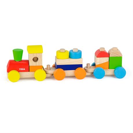 Ігровий набір Viga Toys Поїзд кольоровий з кубиків, 51610
