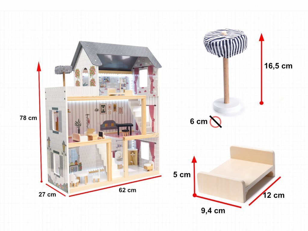 Кукольный домик Wonder Toy Лили + освещение, 4246-KX6201
