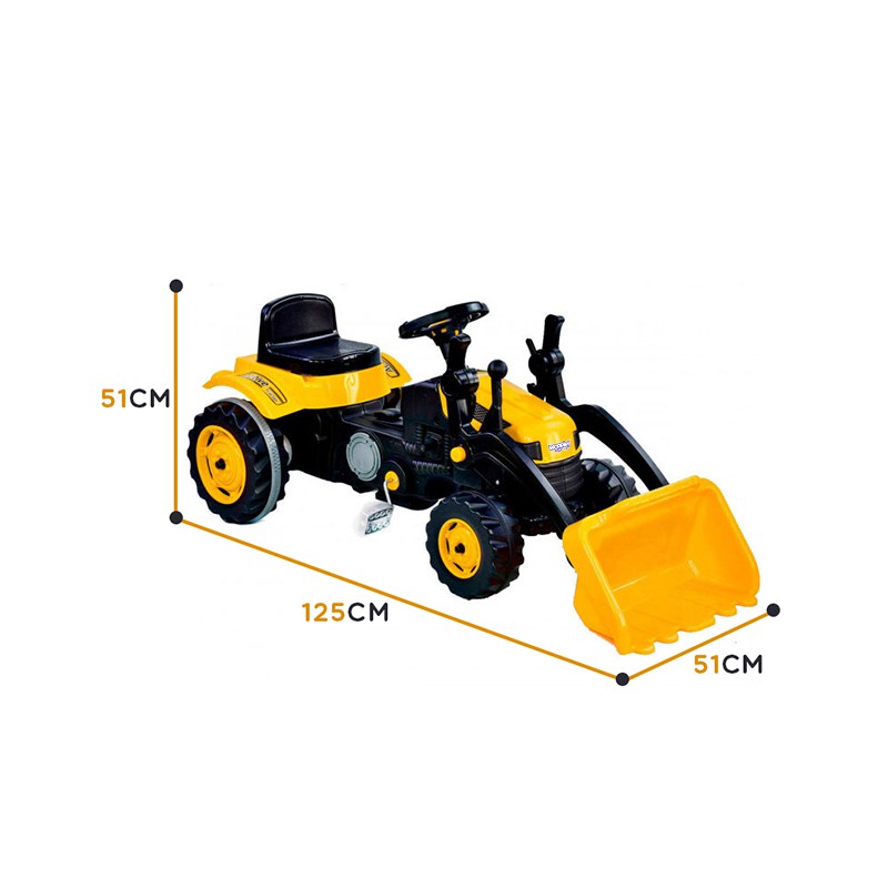 Педальный трактор с ковшом Woopie MaxTrac желтый, 28415